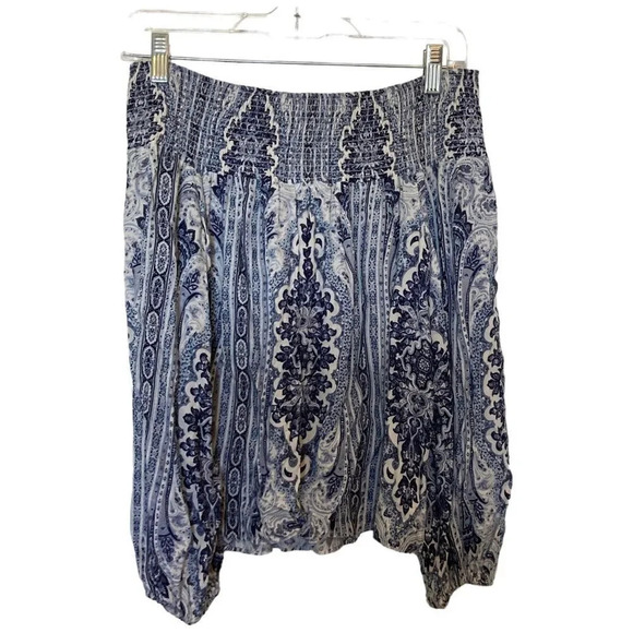 ALICE + OLIVIA Viola Off the Shoulder Blouse Size Extra Small Blue Smocked - Picture 5 of 11